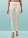 LYRA Women Off White Solid Ankle Length Leggings