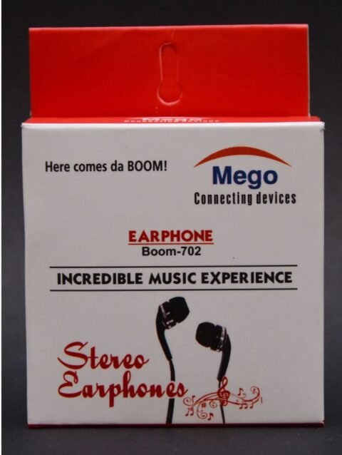 MEGO MEGO BOOM 702 In Ear Wired Earphone Hours Playback 3.5 mm IPX6(Water Resistant) Noise Isolation -Bluetooth Black
