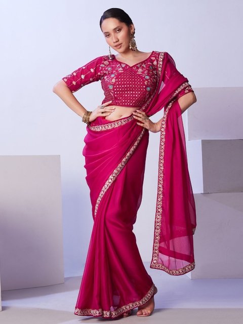 Mandara Embellished Embroidered Pure Chiffon Saree