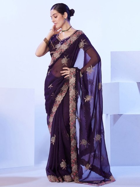 Mandara Embellished Pure Chiffon Saree