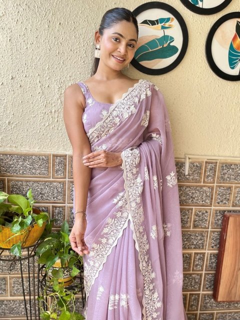 Mandara Embroidered Poly Georgette Arani Saree