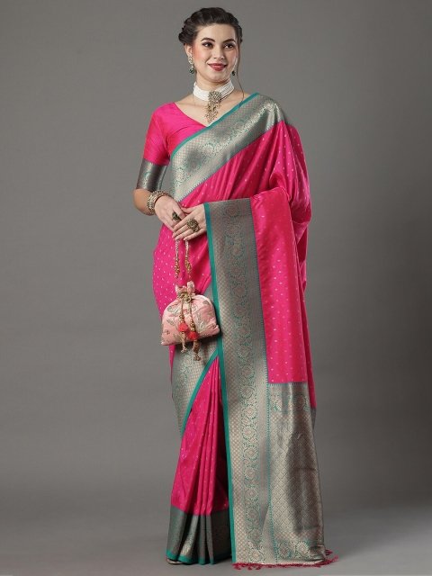 Mandara Floral Woven Design Zari Banarasi Saree