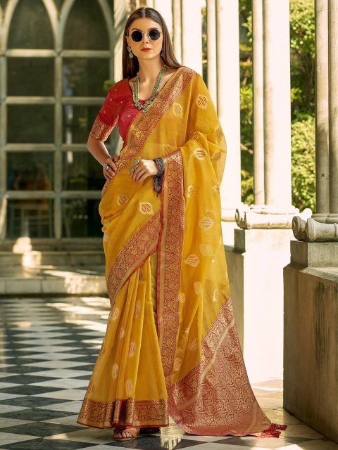Mandara Woven Design Zari Kanjeevaram Saree