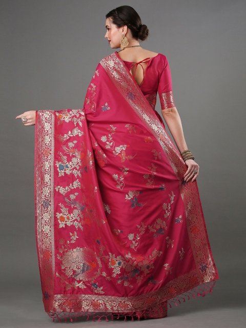 Mitera Woven Design Zari Silk Blend Banarasi Saree - Image 3