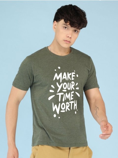 New BATTLER Men Typography Printed Round Neck Cotton T-shirt - Image 3