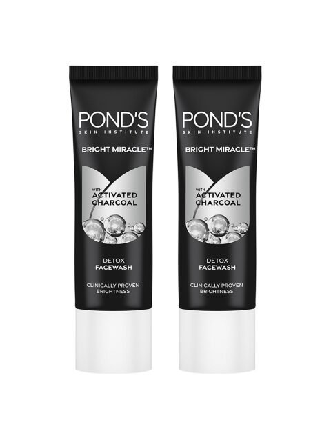 Ponds Set Of 2 Bright Miracle Detox Facewash With Charcoal - 15g Each