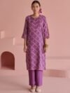 Prakriti Jaipur Bandhani Printed Sequinned Straight Kurta with Trousers