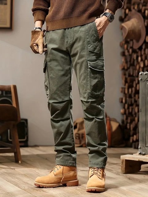 R.Code by New Life Co. Men Mid Rise Cotton Cargos