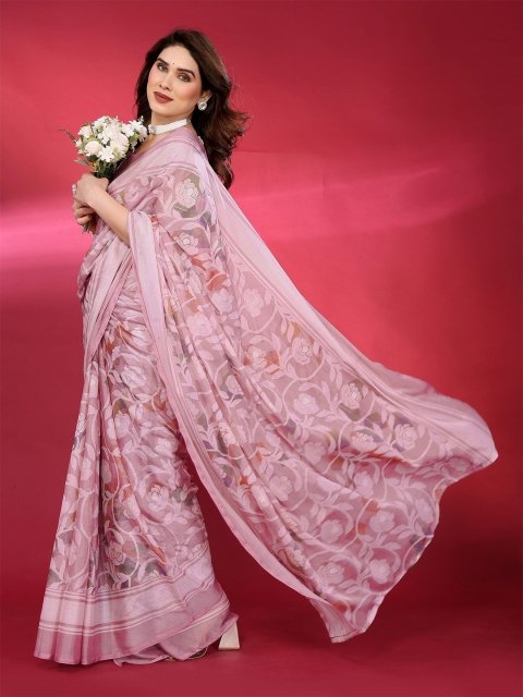 ROOP SUNDARI SAREES Floral Printed Pure Chiffon Saree