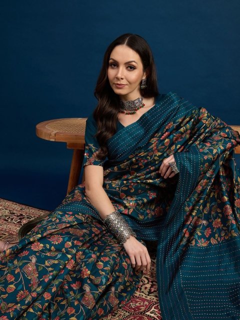Mandara Ethnic Motifs Printed Saree With Unstitched Blouse Piece