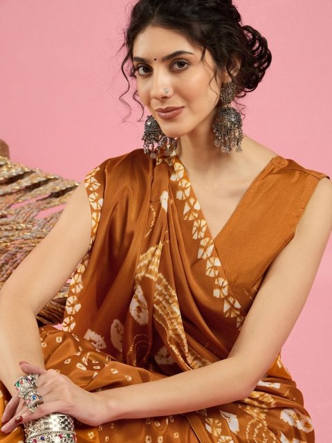 Mandara Ethnic Printed Saree With Blouse Piece