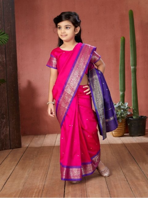Mandara Girls Woven Design Zari Banarasi Saree