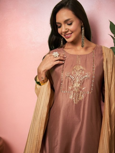 Sangria Women Printed Kurta with Palazzos & Dupatta Set - Image 3