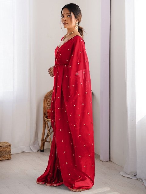 Saree mall Embellished Sequinned Floral Pure Georgette Saree - Image 2