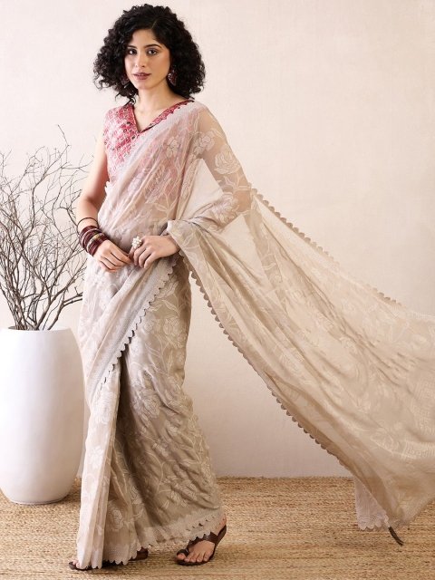 Saree mall Floral Beads and Stones Ready to Wear Sarees - Image 3