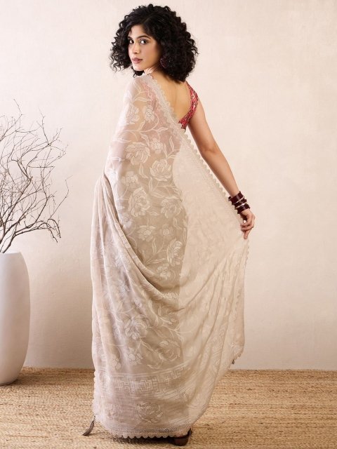 Saree mall Floral Beads and Stones Ready to Wear Sarees - Image 4