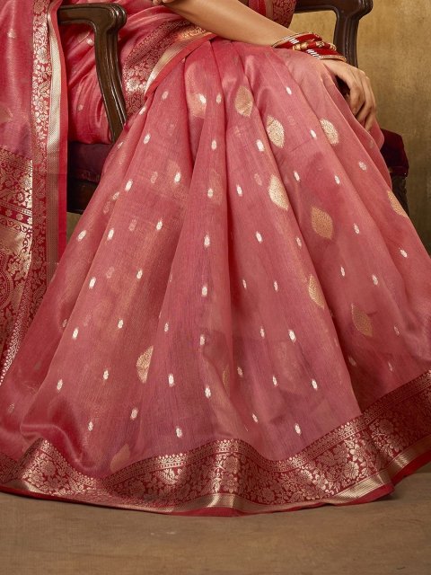 Satrani Ethnic Motifs Woven Design Zari Banarasi Saree - Image 4