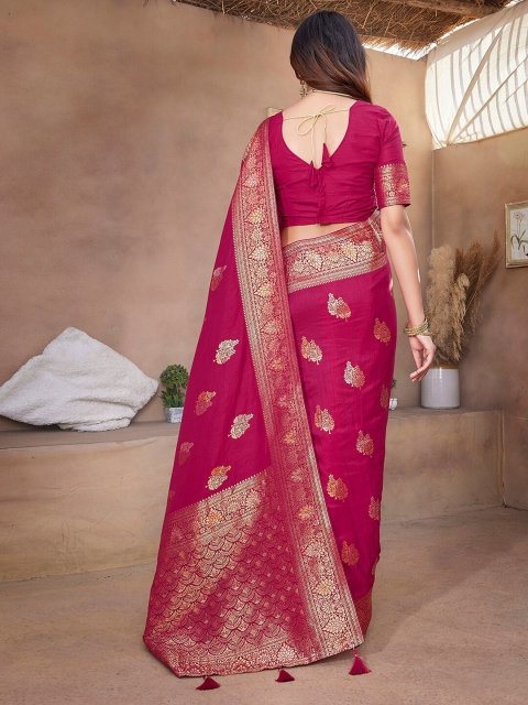 Satrani Woven Design Zari Banarasi Saree - Image 4