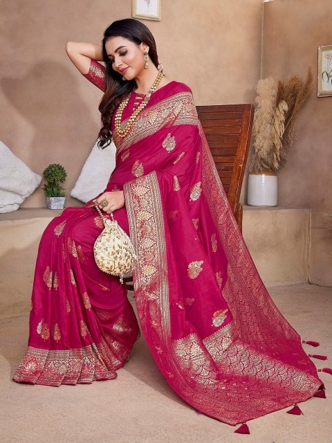 Satrani Woven Design Zari Banarasi Saree