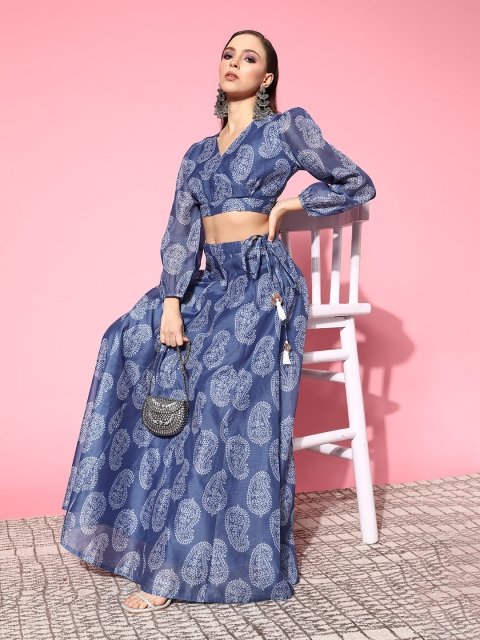 Nakshatra Blue Printed Ready to Wear Lehenga Choli