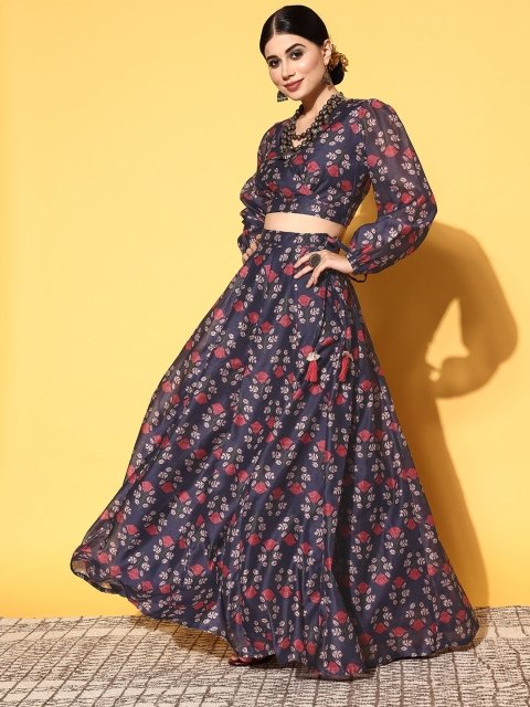 Nakshatra Navy Blue Printed Ready to Wear Lehenga Choli