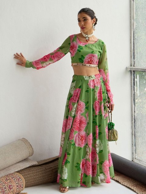 Nakshatra Printed Sequinned Ready to Wear Lehenga &