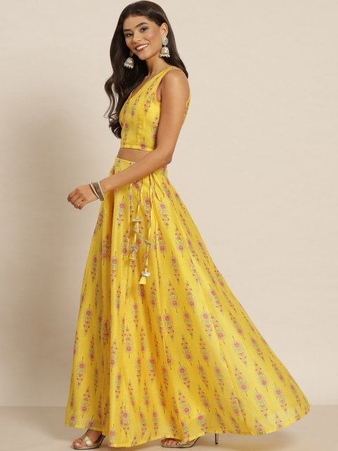 Nakshatra Women Chanderi Printed Lehenga & Crop Top