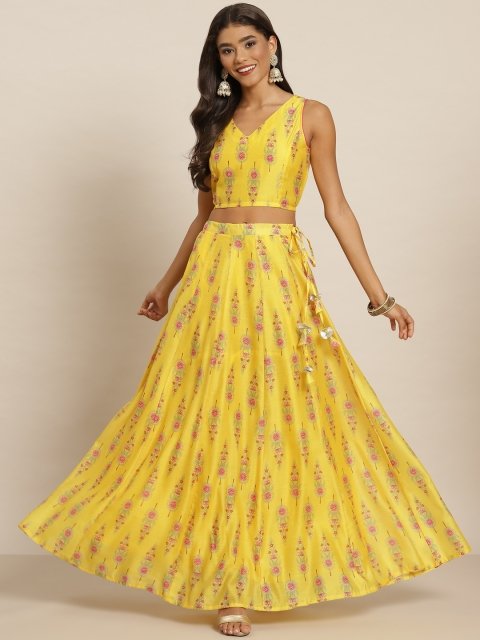 Nakshatra Yellow & Pink Printed Ready to Wear Lehenga & Choli