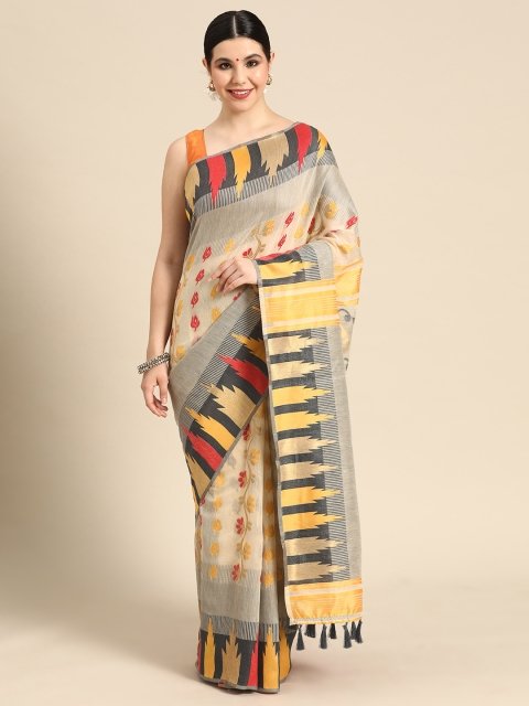 Silk Land Floral Phulkari Cotton Jamdani Saree