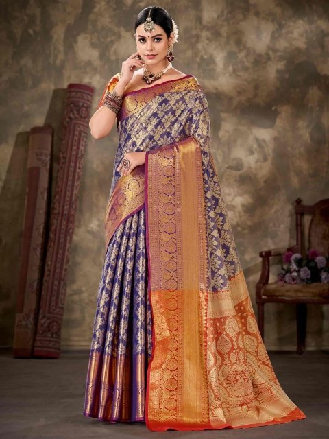 Silk Land Floral Zari Art Silk Kanjeevaram Saree