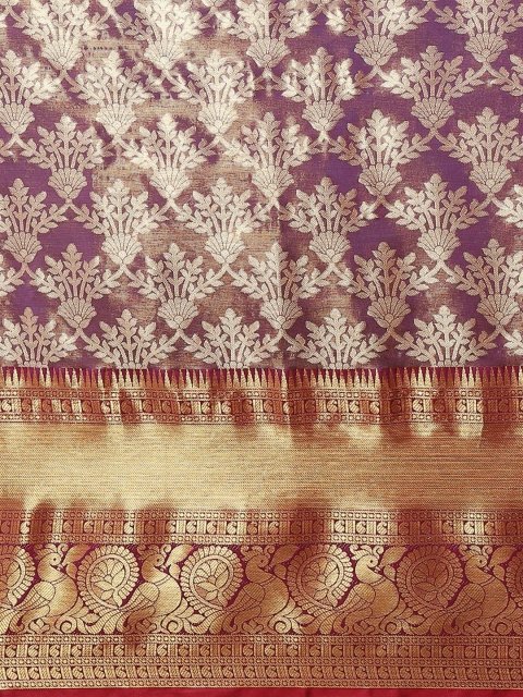 Silk Land Floral Zari Art Silk Kanjeevaram Saree - Image 4