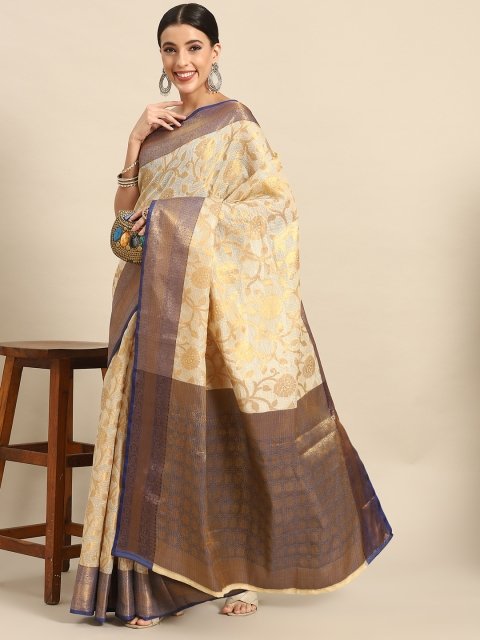 Silk Land Floral Zari Tissue Mysore Silk Saree