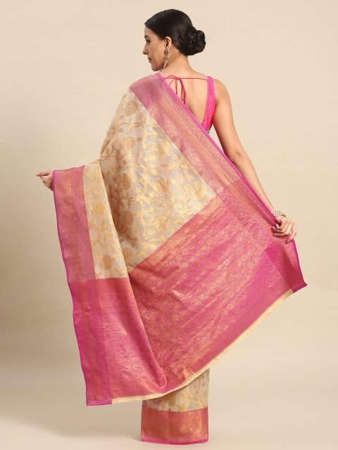 Silk Land Floral Zari Tissue Mysore Silk Saree - Image 3