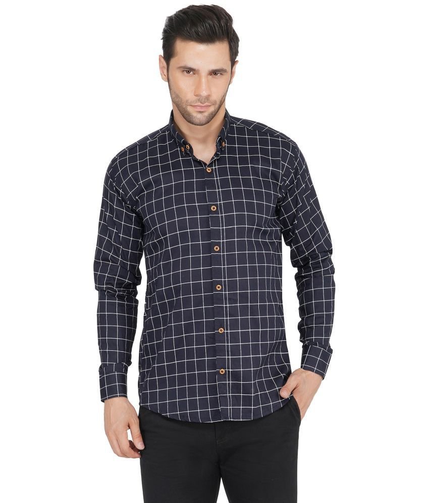 Singularity - Cotton Blend Regular Fit Navy Men's Casual Shirt ( Pack of 1 )