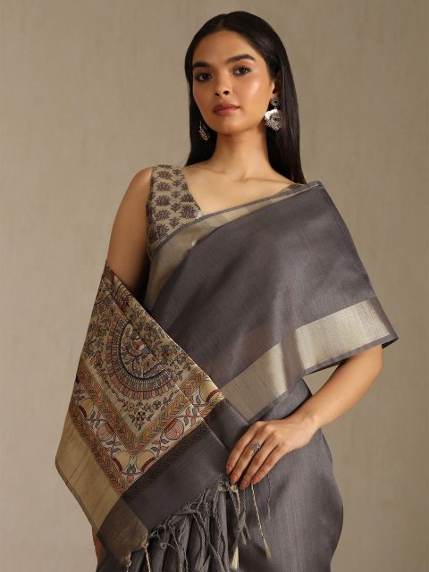 Soch Printed Silk Blend Tussar Saree