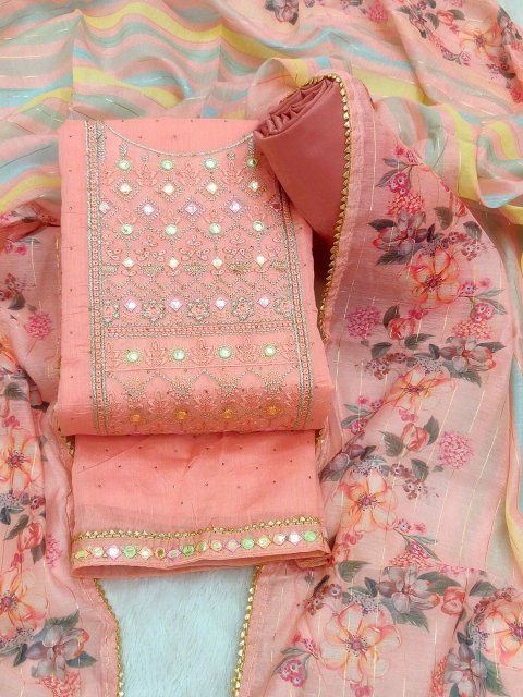 MANDARA Ethnic Motifs Embroidered Unstitched Dress Material