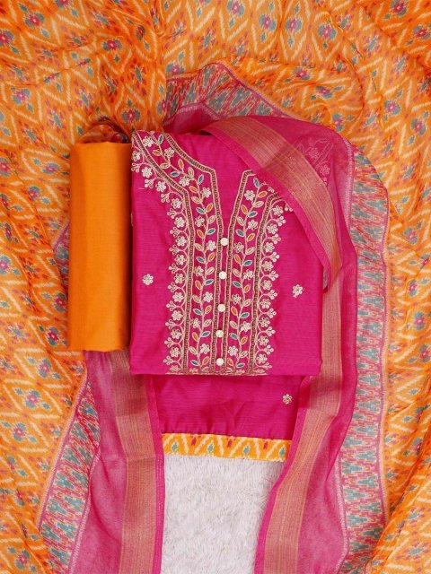 MANDARA Floral Embroidered Unstitched Dress Material