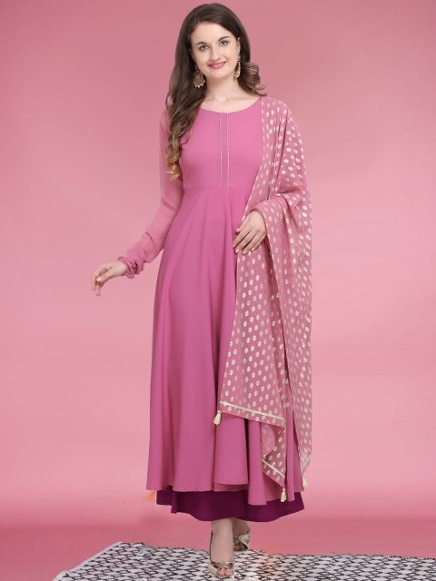 Nakshtra FACTORY Round Neck Anarkali Kurta With Dupatta