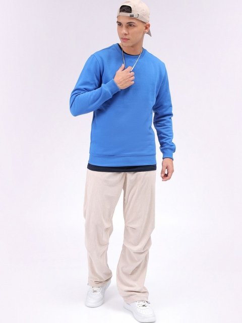 New Indian Garage Co Men Solid Round Neck Long Sleeves Pullover Sweatshirt