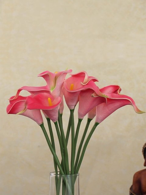 TIED RIBBONS Pink & Green 10 Pieces Artificial Calla Lily Flowers