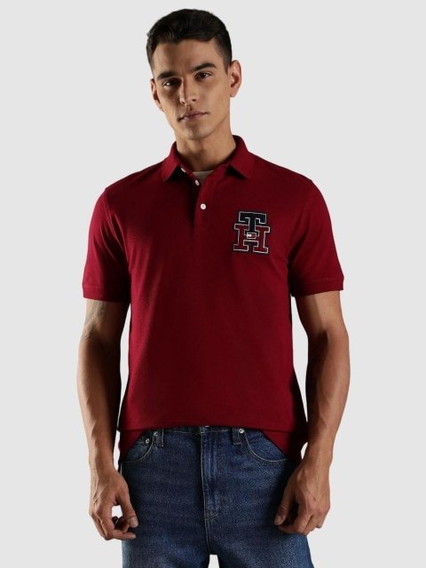 New Men Logo Embroidered Polo Collar Slim Fit T-shirt