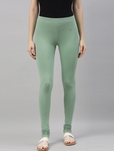 TWIN BIRDS Women Green Solid Churidar-Length Leggings