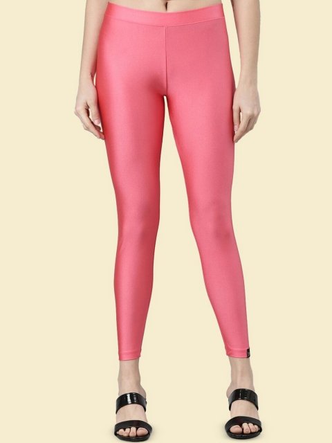 TWIN BIRDS Women Nylon Solid Pink Shimmer Legging